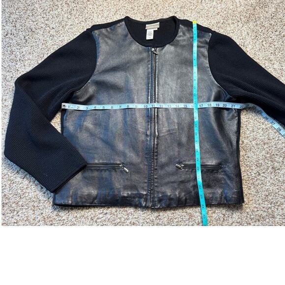 Coldwater Creek Leather & Wool Jacket, size women's Large, Full Zip; Knit Sweter - Picture 4 of 12